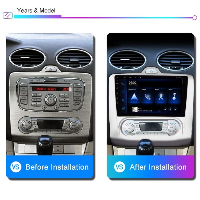 Rádio 2din Ford/Focus/Mk2 2004 a 2011 GPS e moldura 9' NOVO
