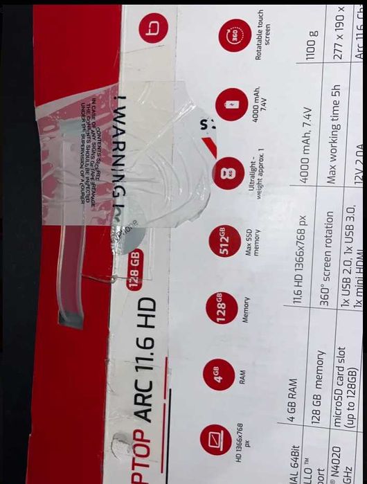 Laptop Techbite ZIN 11.4”– dotykowy ekran, tryb tabletu, zwrot(orange)