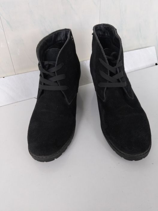 Ботинки женские, демисезонные, замшевые, черные