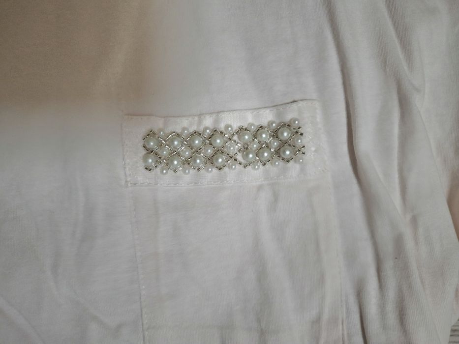 Mohito Tshirt Damski! Koraliki! Kieszonka! Pudrowy Róż! Roz.M