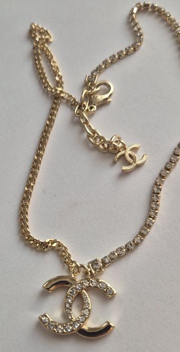 Złoty łańcuszek cc wybita pieczątka Cudo lv ysl