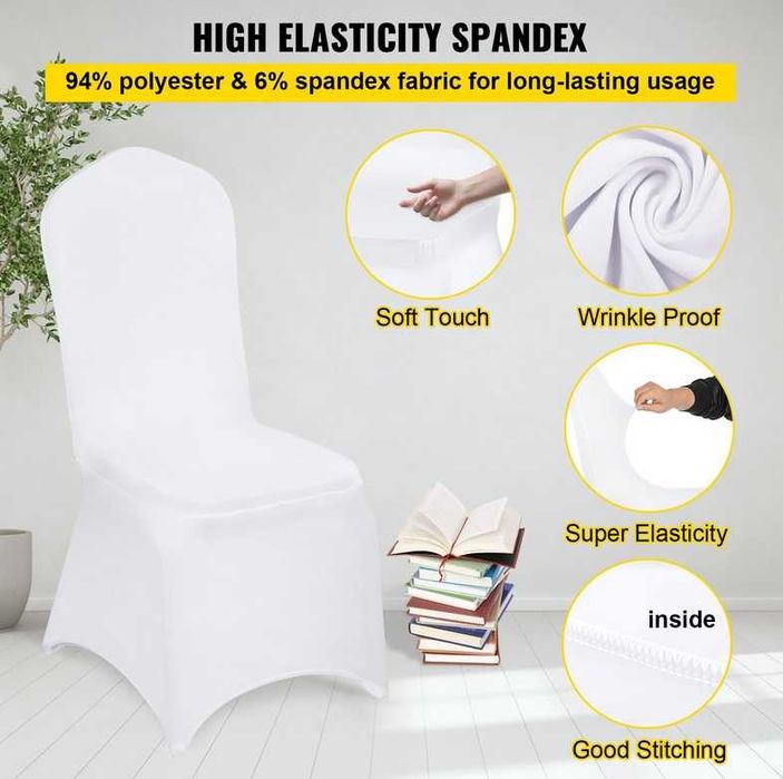 Pokrowce na krzesła uniwersalne białe     G-489