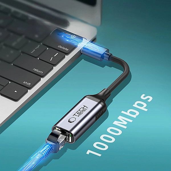 Tech-Protect Ultraboost Adapter Type-C To Ethernet Rj45/1000Mbps Black
