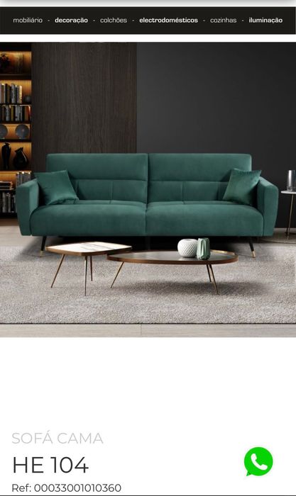 Sofá cama veludo verde feira dos sofás