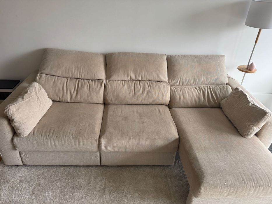 Sofá 3 lugares chaise longue/cama