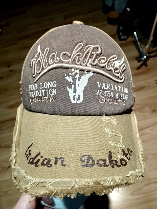 Brązowa Czapka Z Daszkiem Distressed Retro Black Rebel Vintage USA