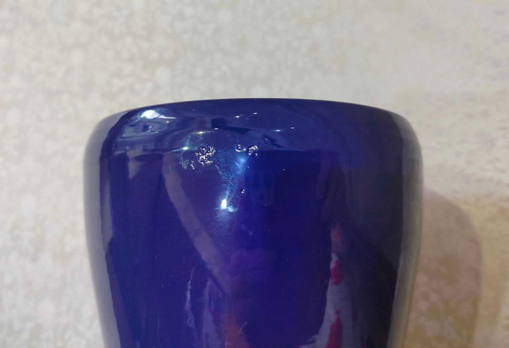 Osłonka ceramiczna na kwiaty storczyk granatowa