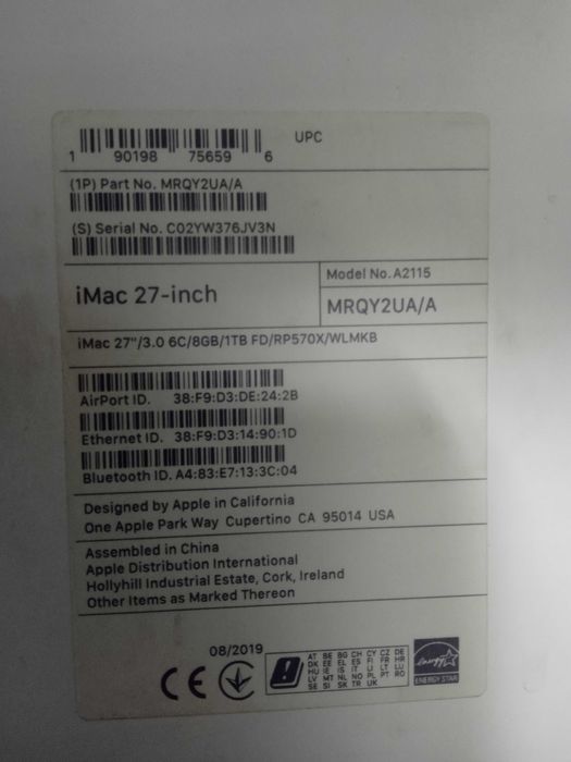 Apple iMac 27 2019