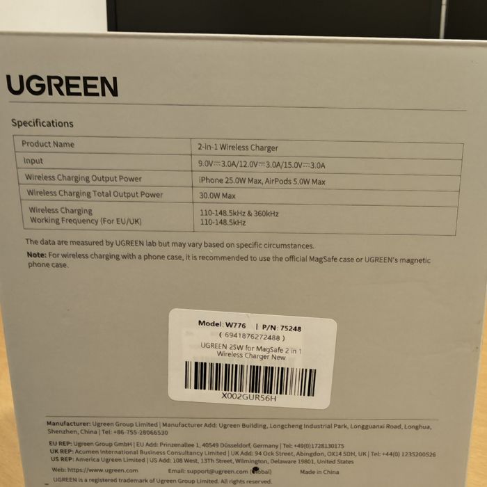 Carregador wireless UGreen magflow pro 2 em 1