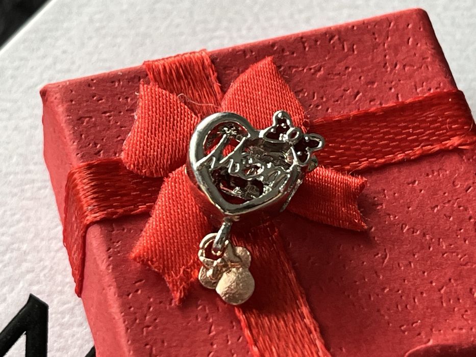 Nowy charms serce mama z zawieszka myszka miki do bransoletki Pandora