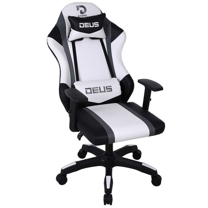 Fotel Gamingowy DEUS Storm White – Pełna Regulacja, Maksymalny Komfort