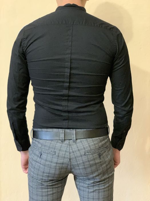 Сорочка чорна. Бавовна. Воротнік зі стійкою