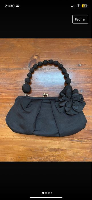 Clutch/mala preta em tecido