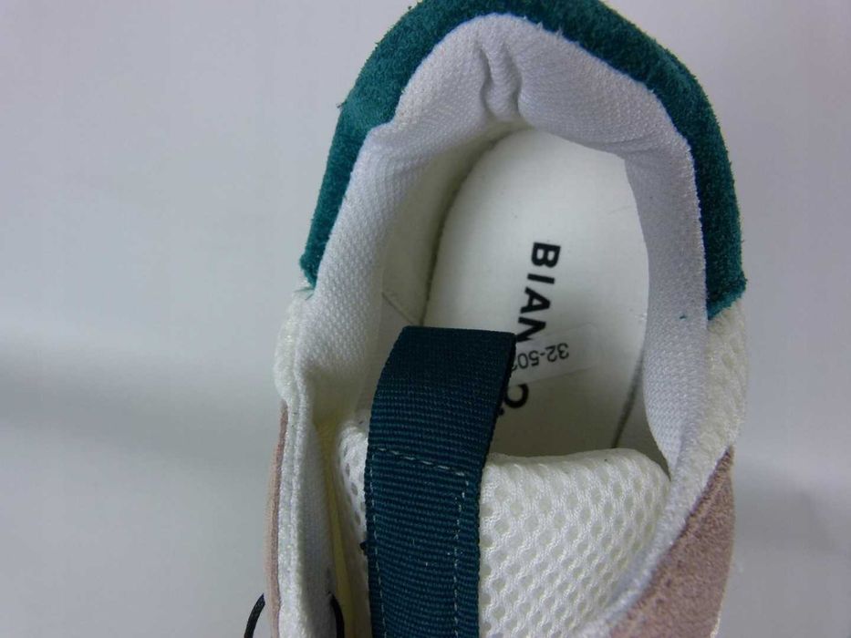 Bianco sportowe sneakersy skóra tkanina z metką 40 25,5 cm
