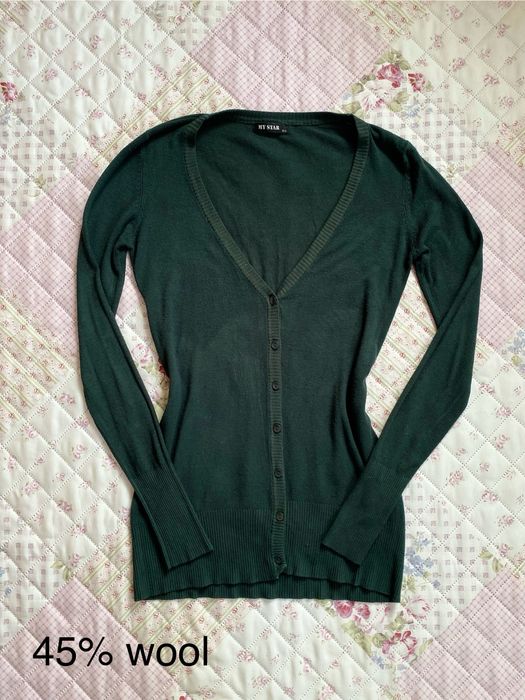 Zielony ciemny sweterek lekki M 38 my star basic 45% wełna