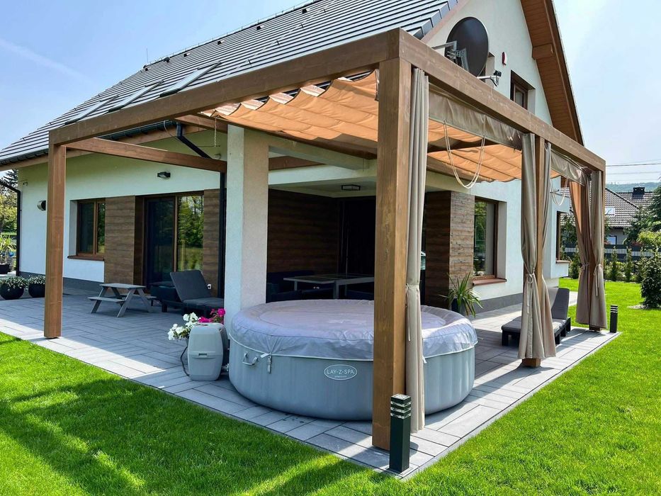 Zadaszenie materiałowe rolety rzymskie, zasłony