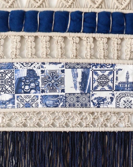 Painel Azulejo em macram