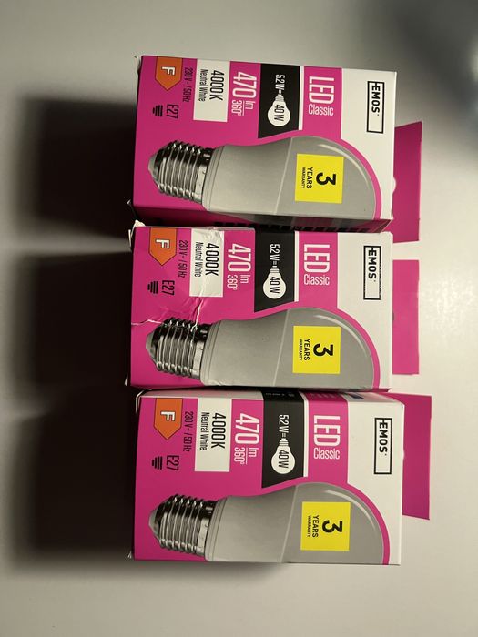 3 sztuki żarówek e27 4000K