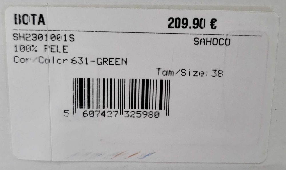 Botas Altas de Tacão Sahoco, Verdes, Tamanho 38, Originais, Novas