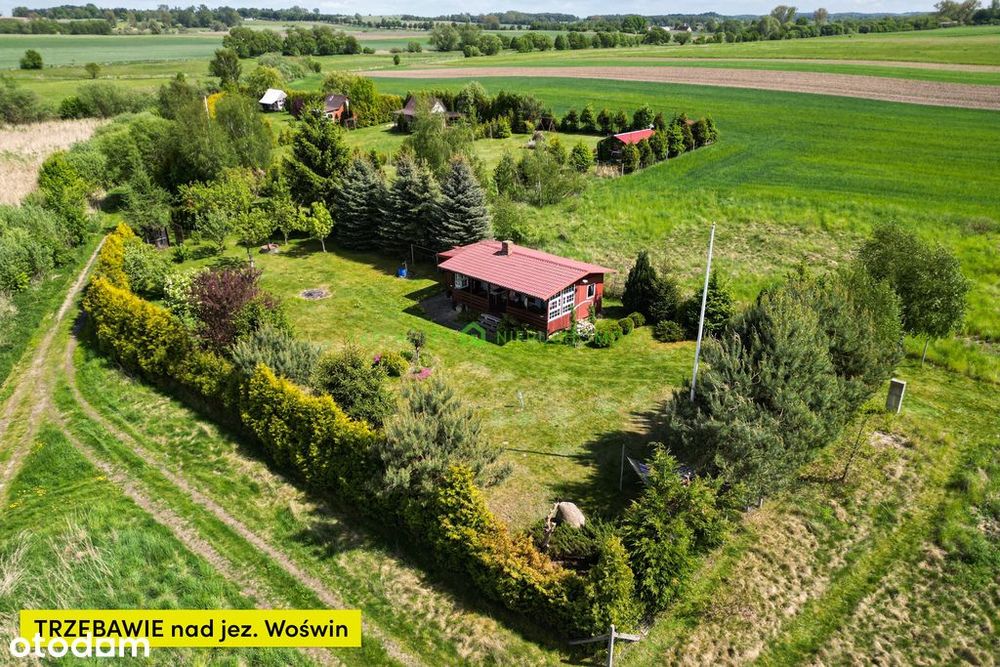 Działka nad jez. Woświn | domek, pomost, WZ