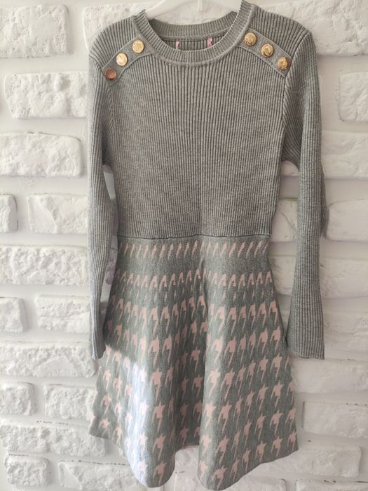 Szara sukienka dla dziewczynki r.128