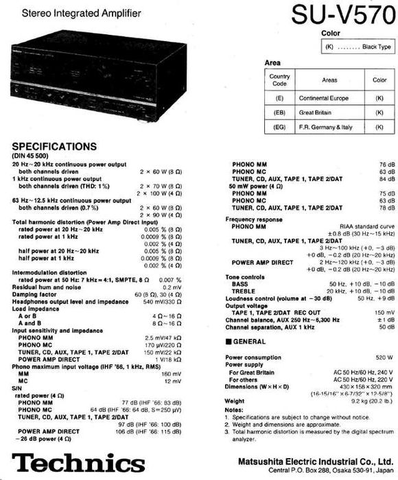 HI Fi Technics SU-V570 PXS