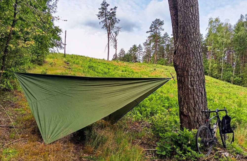 Zestaw XXL Hamak z Moskitierą Turystyczny Survival 250kg + Tarp +Torba