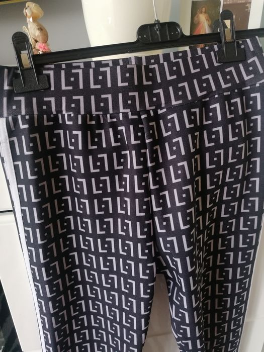 Ocieplane spodnie leginsy z bawełna z lampasami wysoki stan