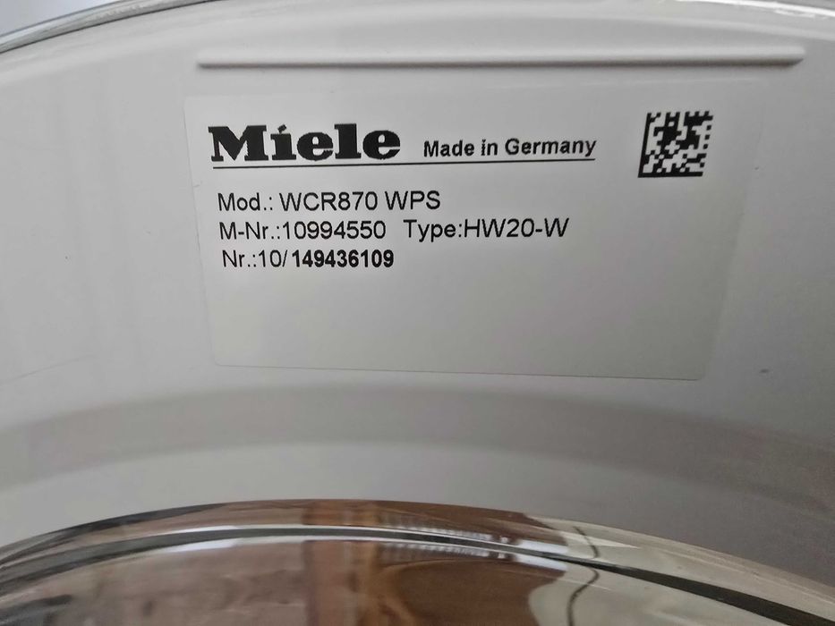 Miele  WCR80 WPS pralka  germany wysoki model 9kg 1600 obrotów