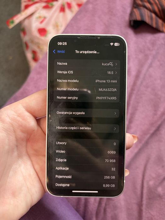 Iphone 13 mini 256 gb biały SUPER STAN + KABEL I ETUI GRATIS