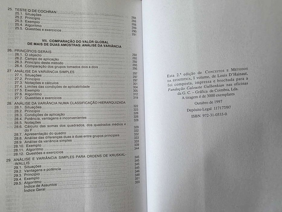 Livro "Conceitos e Métodos da Estatística" de Louis d'Hainnaut