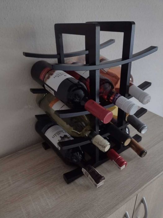 Bambusowy Stojak na Wino Regał Półka na 12 Butelek Nowoczesny