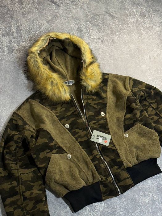 Камо бомбер с мехом аляска куртка кофта камуфляж белый белая біла camo