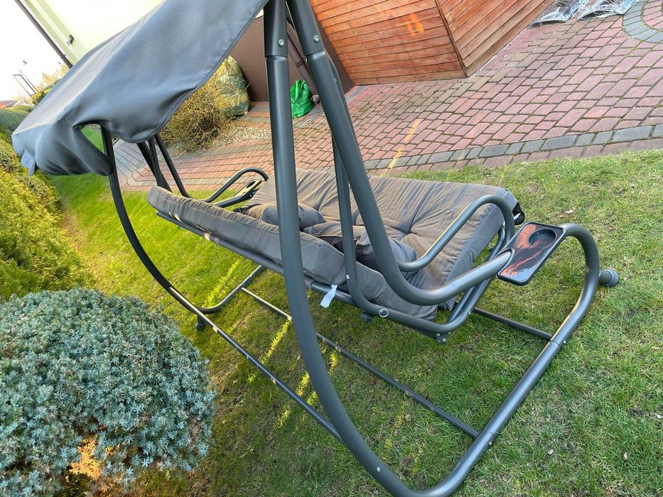 NOWA Huśtawka ogrodowa Daszek Regulowana do 300kg leżak 2w1 dla 4 osób