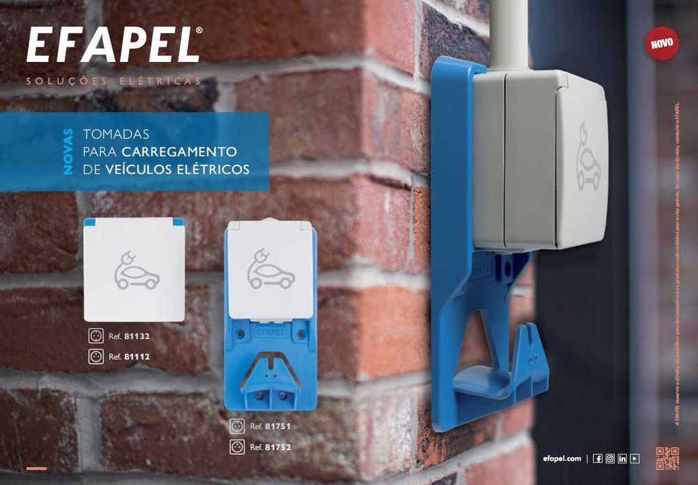 Tomada reforçada EFAPEL para veículo elétrico VE