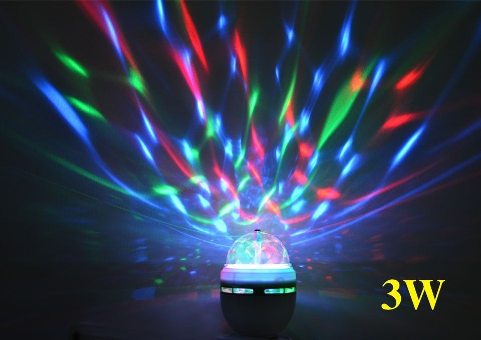 Lâmpada LED RGB E27 3 W Colorido Auto Rotativa