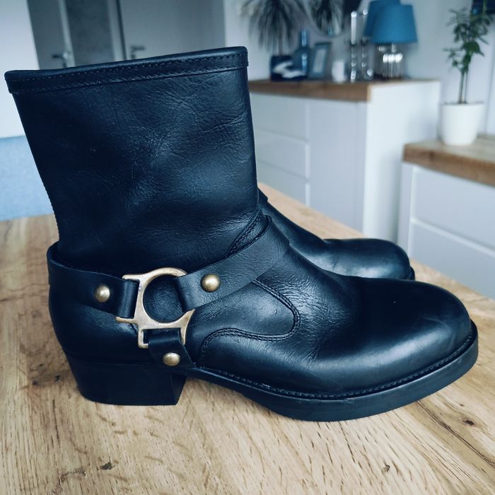 Botki belstaff czarne 40 skórzane