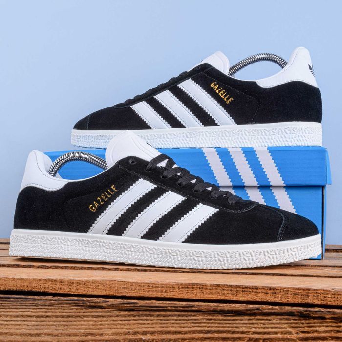 (2241) Акція! Кросівки кеди Adidas Gazelle чорні з білим (36-46) адідас