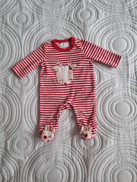 Pajacyk welurowy, śpioszki So cute, rozmiar 56, świąteczny wzór