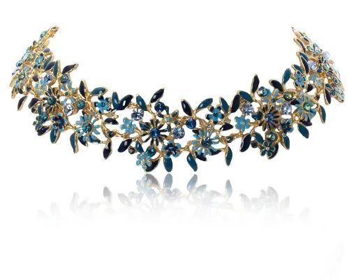 choker niebieskie kwiatuszki z kryształkami blossom