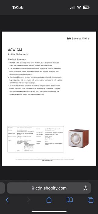 Subwoofer B&W ASW CM – 500W