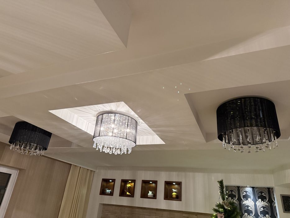 Lampa sufitowa czarna z kryształami, kryształkami śr. 48cm