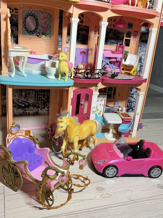 Будинок барбі dreamhouse mattel+машина+кемпер+барбі з аксесуарами