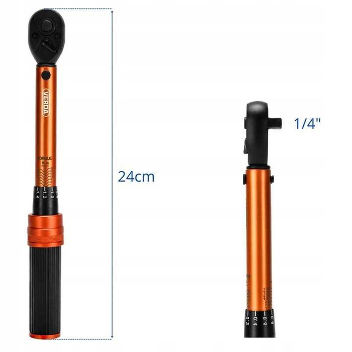 Klucz dynamometryczny 1/4" 1–25 Nm z blokadą i etui