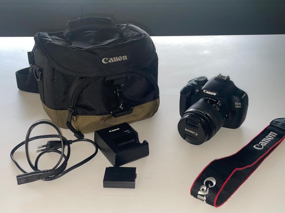 Canon 1200d com lente do kit (18-55mm) e bolsa original da canon