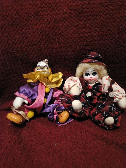 Conjunto de dois pequenos palhaços Antiguidades