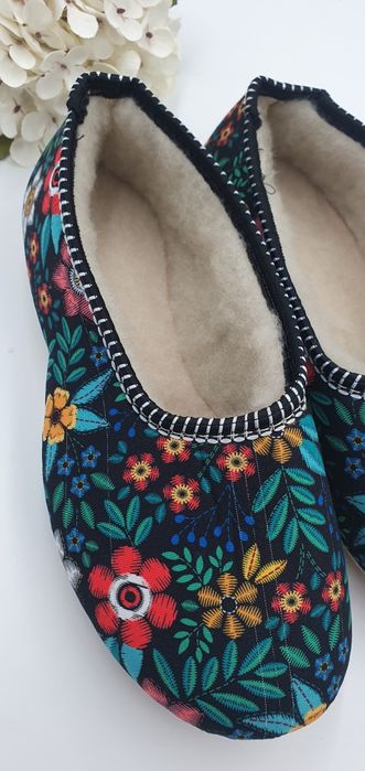 Bambosze 39 kolorowe ciepłe gruba guma w kwiaty