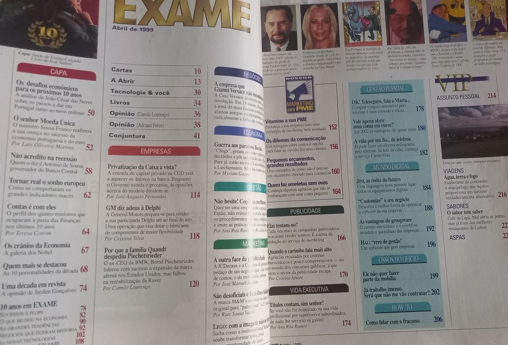 edição do 10.° aniversário da revista Exame de 1999