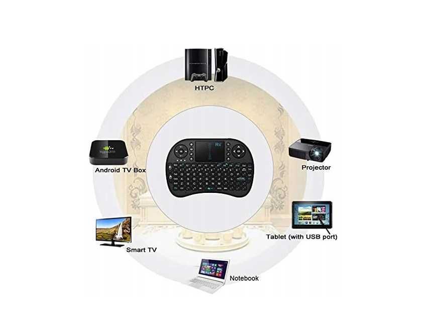 Mini bezprzewodowa klawiatura z touchpadem Rii Mini i8 Czarna