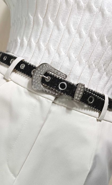 Skórzany Pasek Czarny Punk Rock y2k Alternative Klamra